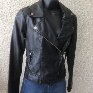 “Say What” Black Leather Jacket, Size S